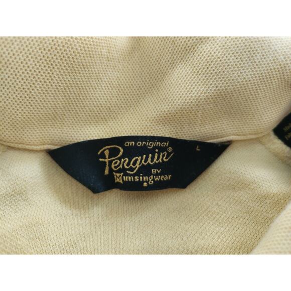 Original Penguin Yellow Polo Shirt Men’s Size L Pocket Logo Cotton Retro Mod - Picture 6 of 7